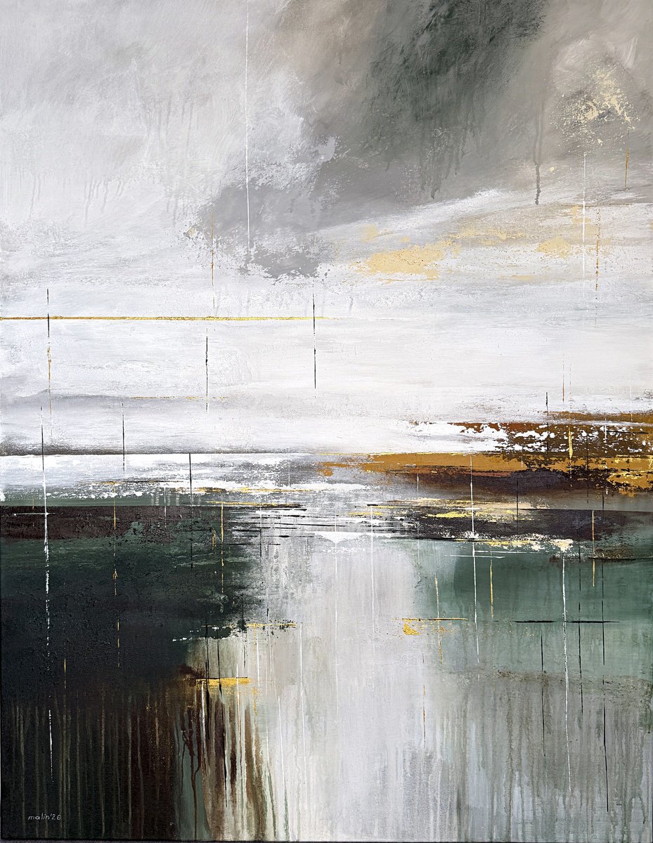 Emerald Divide. Golden Accents By Tatiana Malinovscaia, 39 X 51, Artwork For Sale On Artfinder
