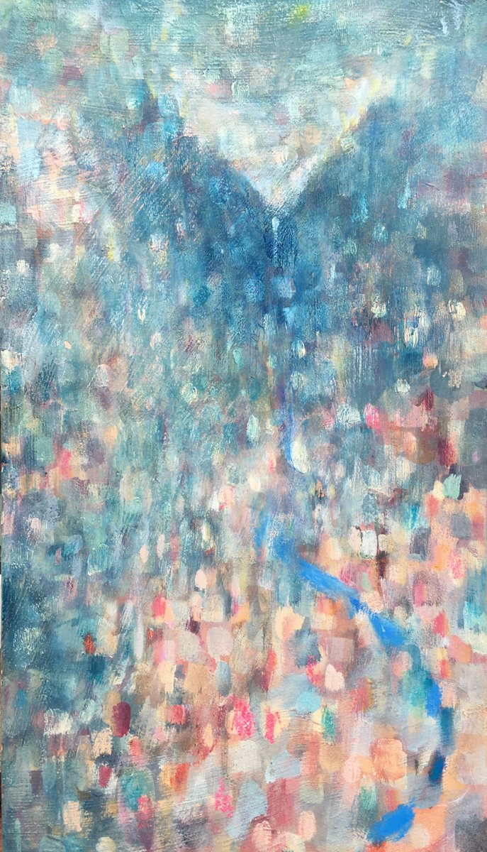 Impressionistic Landscape Oil Painting By Guy Pickford, 12 X 22, Towards Oneness, Original Artwork