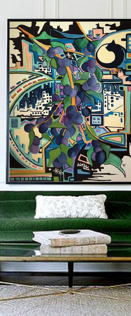 City at night 73 x 100 cm ( 29 x 39 inches ) - ready to hang by Carlo Toma