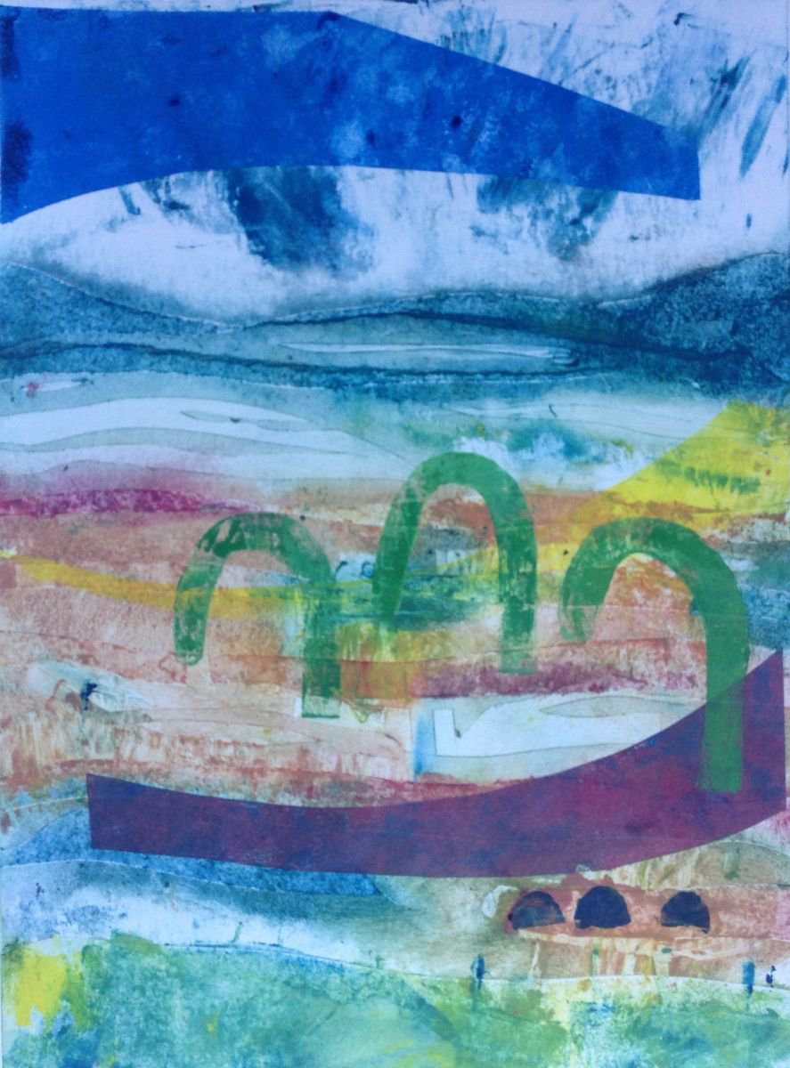 Abstract Landscape Limited Edition Print By Sandra Haney, 15 X 22", Machico Landscape 5, Original Artwork