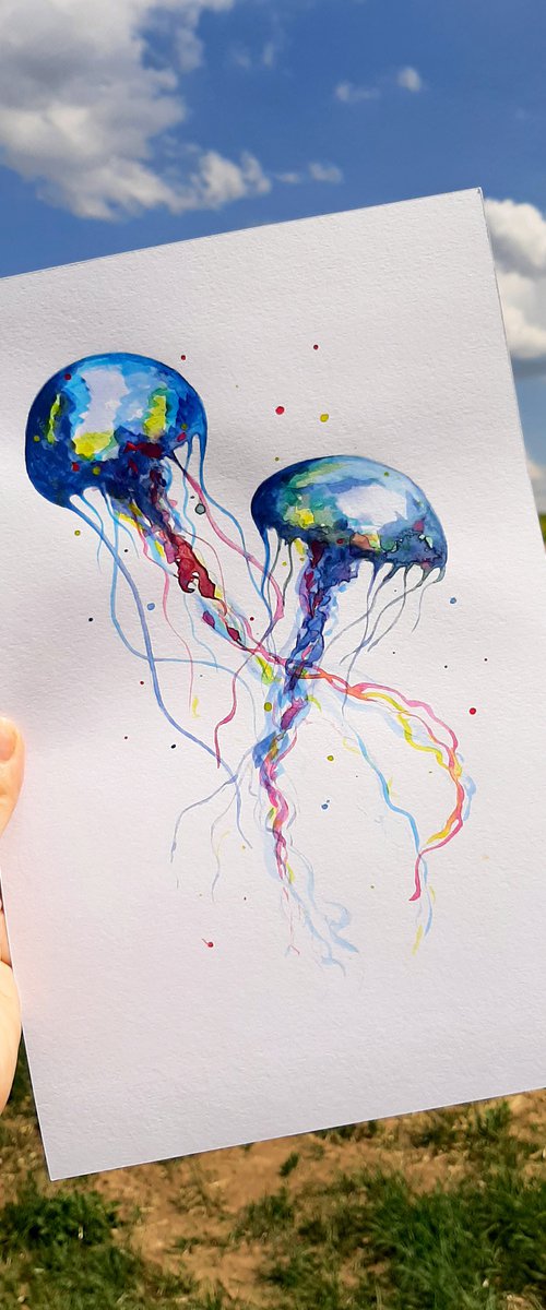 Jellyfish painting by Luba Ostroushko