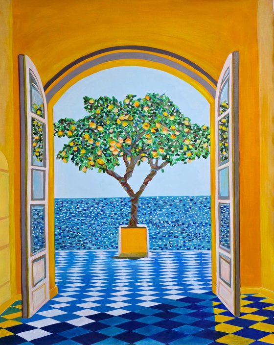 Seascape with lemon tree
