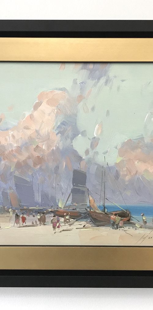 Seashore, Original oil painting  Handmade artwork One of a kind by Vahe Yeremyan