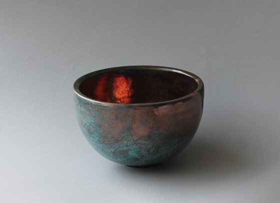 Raku Bowl with Smoked Black Stripe 2.