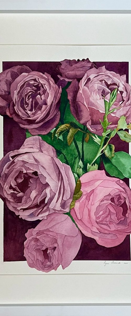 7 Pink Roses by Iryna Antoniuk