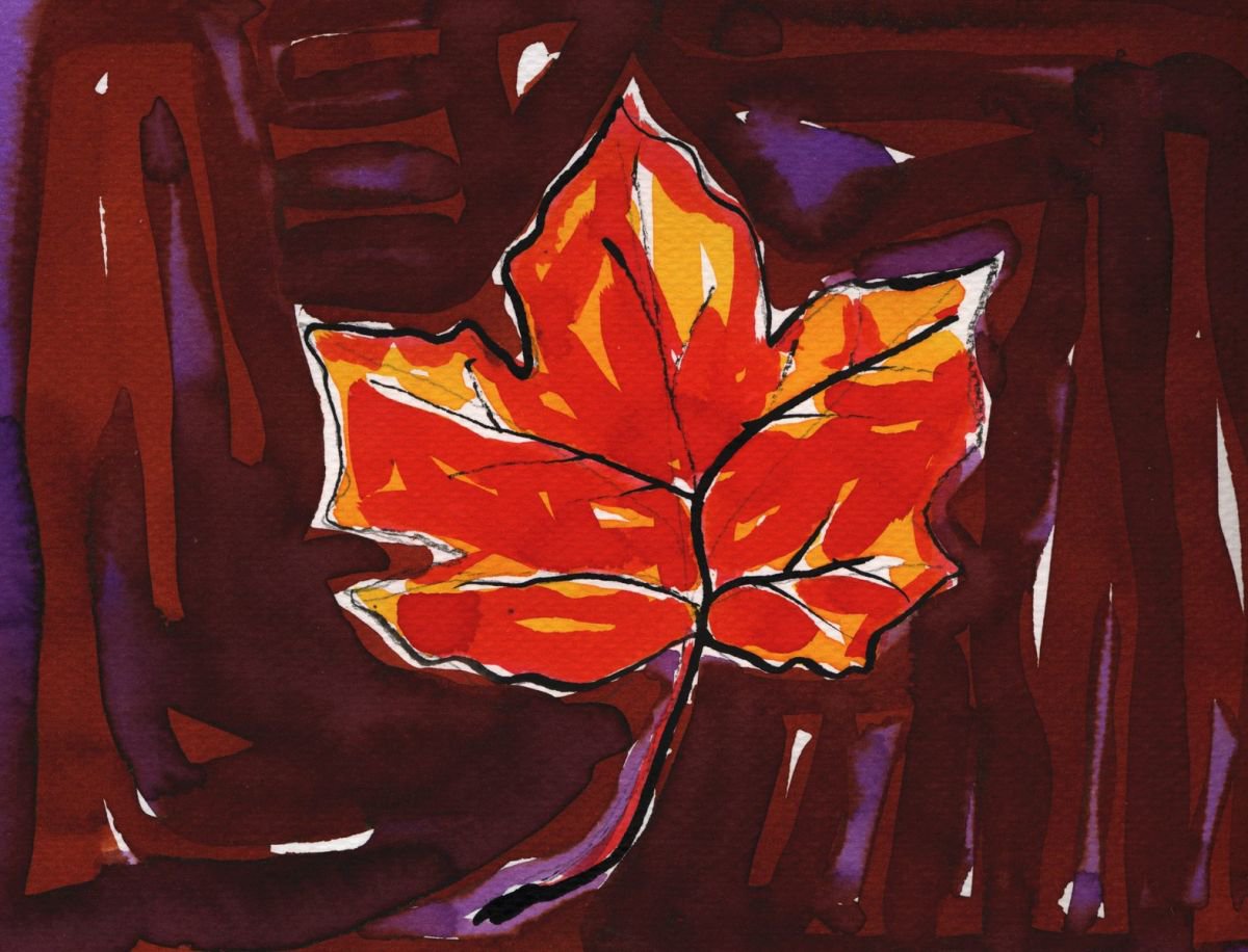 Maple Leaf Painting by Ewa Dabkiewicz Artfinder