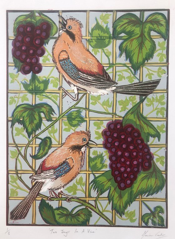 Two Jays In A Vine
