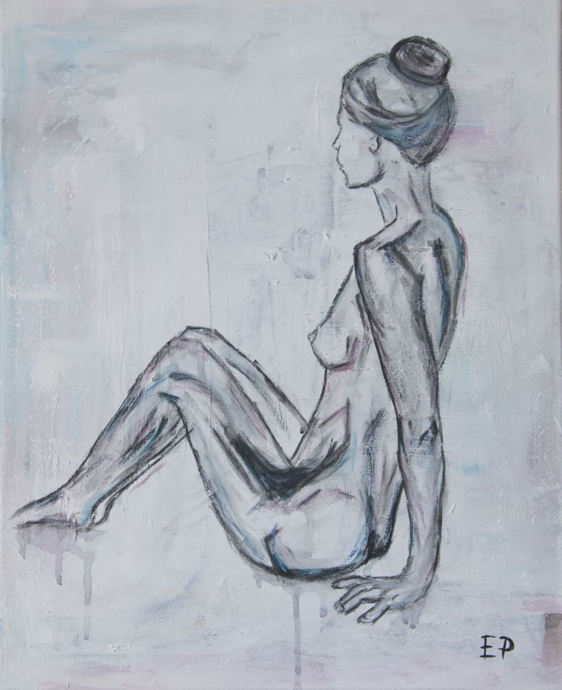 Sitting Nude Woman Figure Painting Abstract Ori Artfinder