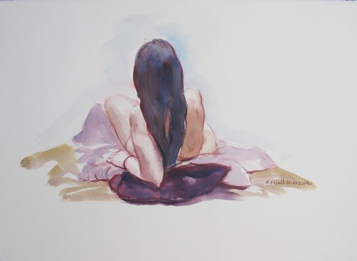 reclining female nude back study by Rory O’Neill