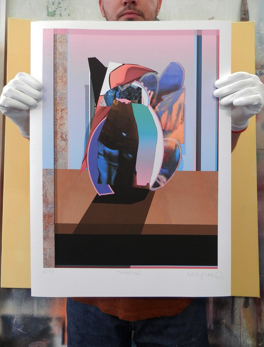 Urban And Pop Abstract Print By Milos Hronec, 12 X 17", Paradise, Original Artwork