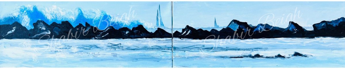 Expressive Landscape Acrylic Painting By Shabs Beigh, 39 X 8", Calm Before The Storm, Original Artwork