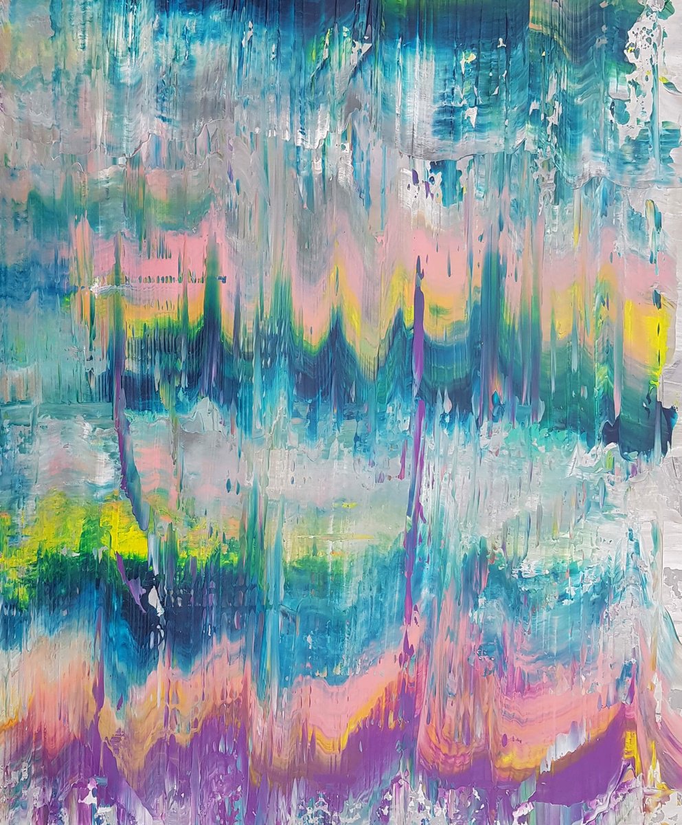 Abstract Acrylic Painting By Ivana Olbricht, 31 X 39, On The Waves Of Happiness, Original Artwork