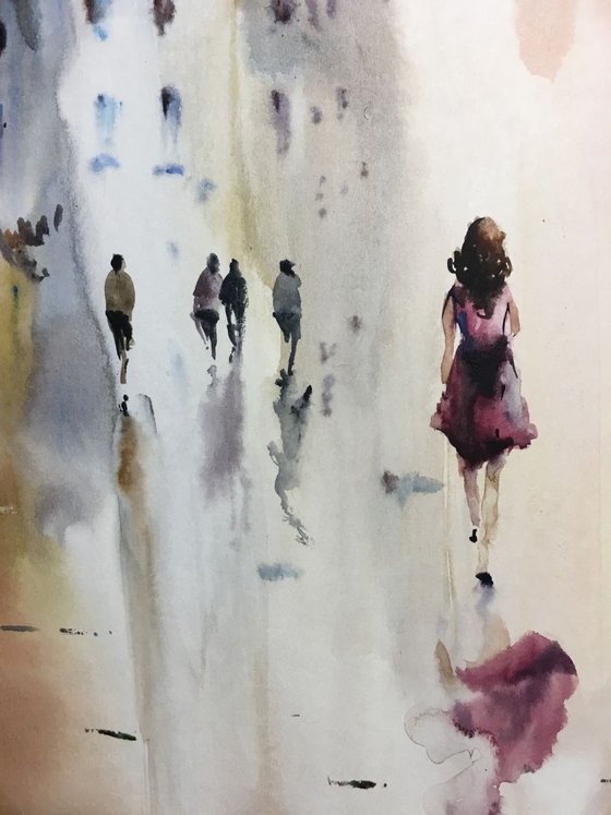 Watercolor “Lady in red”