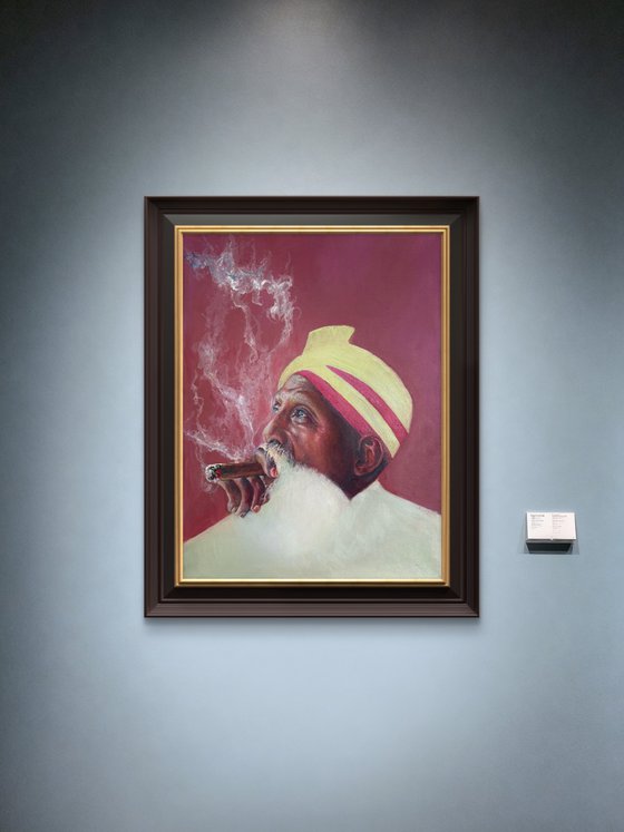 Smoking man in a turban