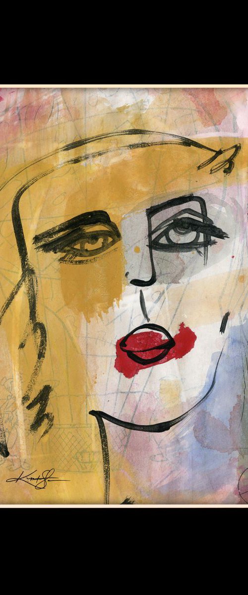 Funky Face 7-912 - Mixed Media Collage Painting by Kathy Morton Stanion by Kathy Morton Stanion