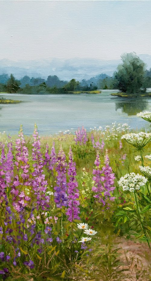 Summer landscape Oil painting by Tetiana Vysochynska