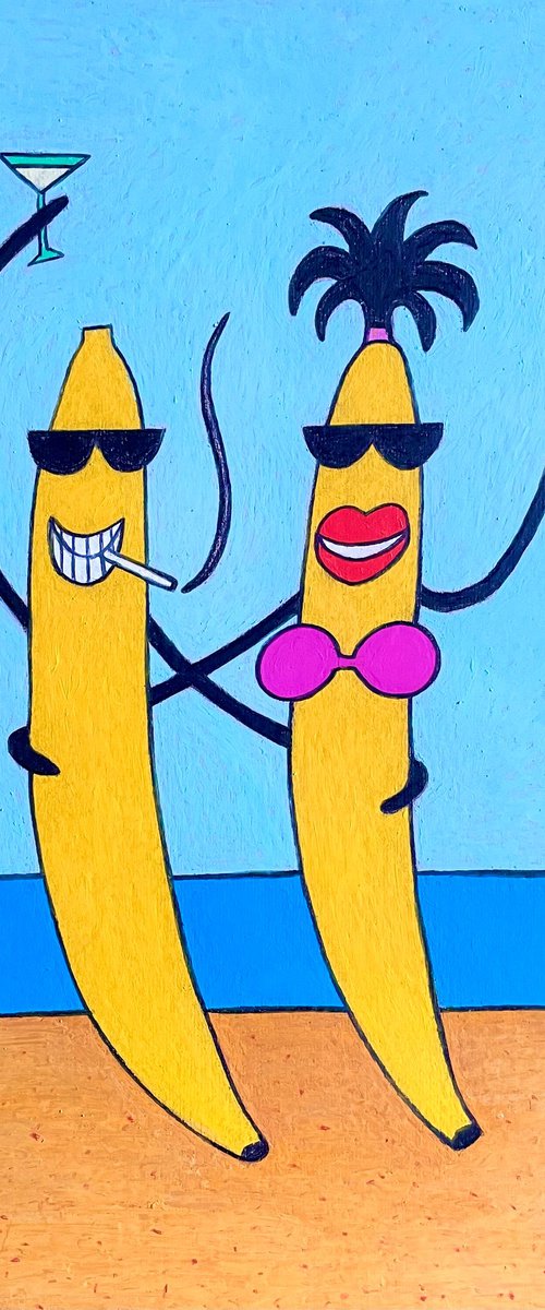 Bananas couple on the beach with Martini by Ann Zhuleva