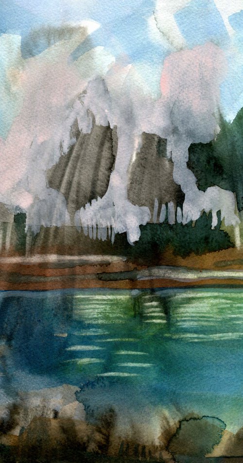 Summer Lake Trees by Elizabeth Anne Fox