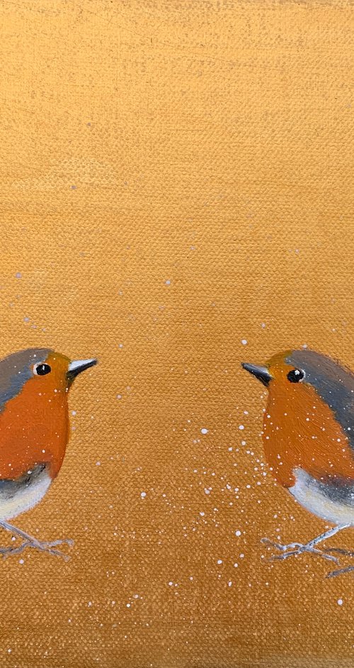 Two Little Robins ~ Framed by Laure Bury