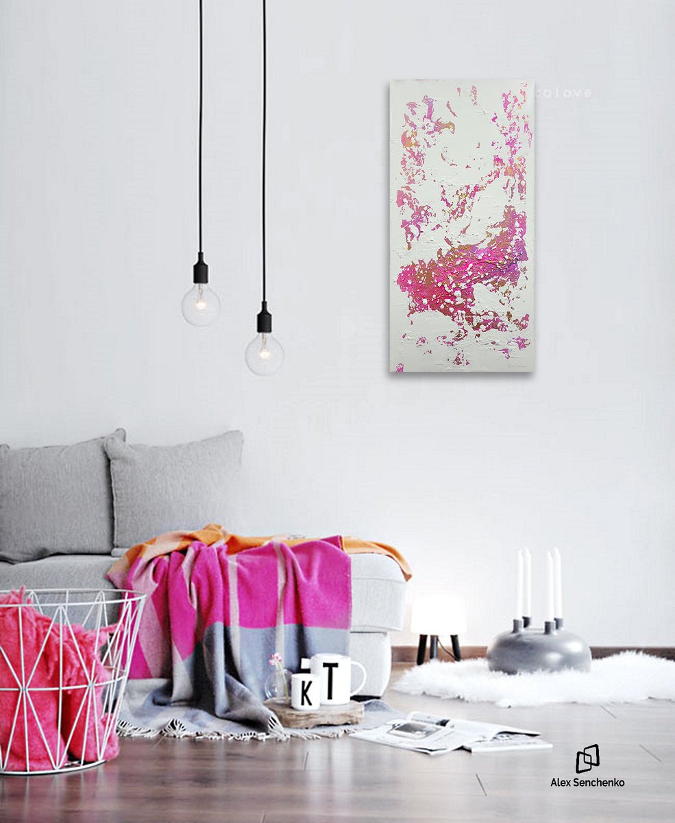 Abstract Acrylic Painting By Alex Senchenko, 20 X 39, Abstract 22148, Original Artwork