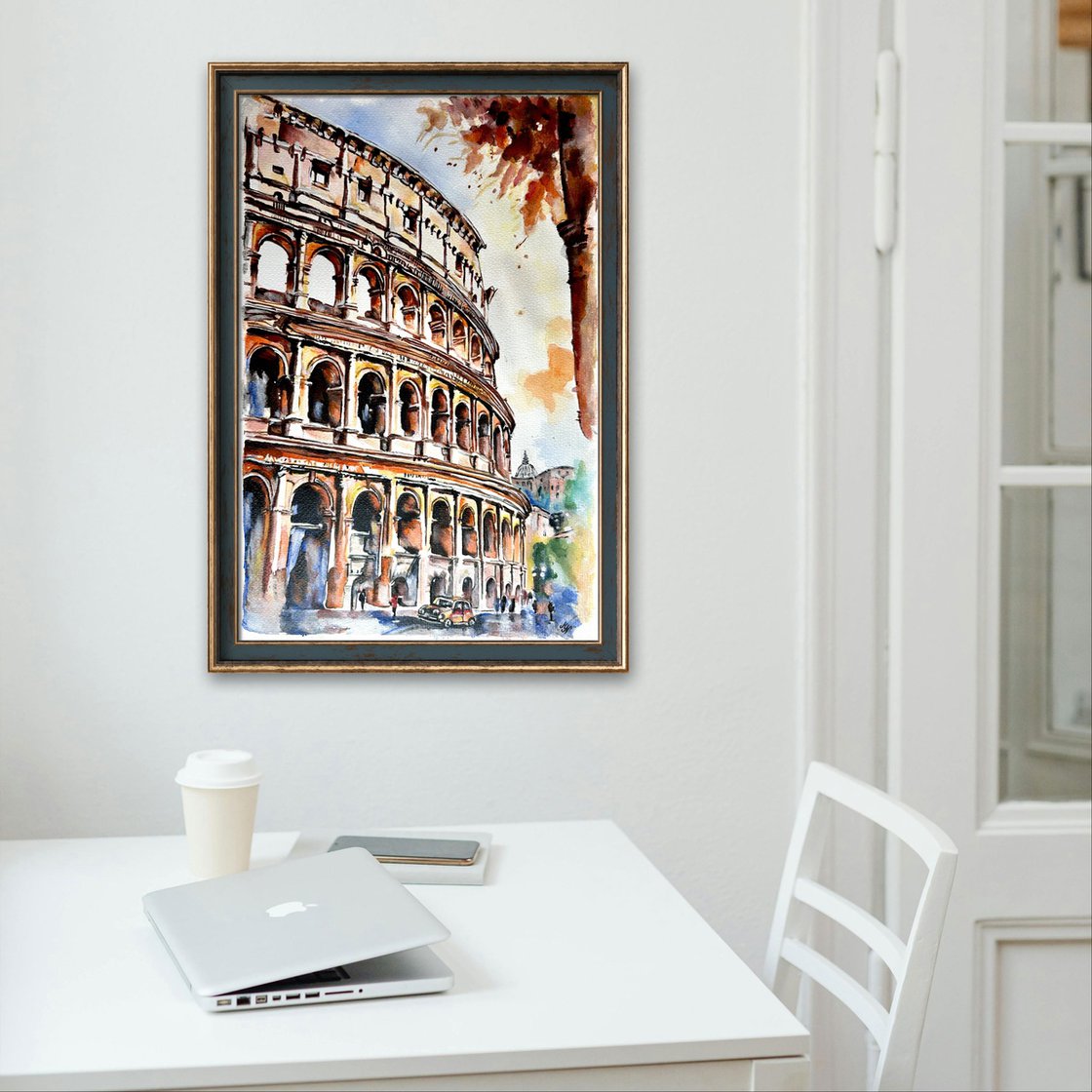 Original Mixed-media Painting - Timeless Rome by Misty Lady - M