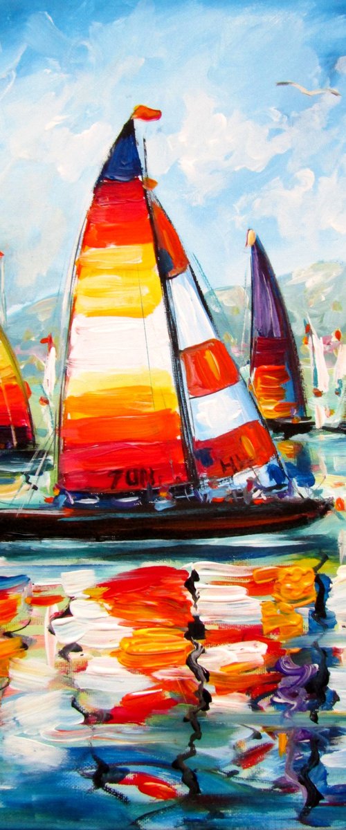 Colorful sailboats by Kovács Anna Brigitta