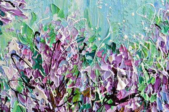 Lilac Season - Textured Spring Flowers Painting on Canvas