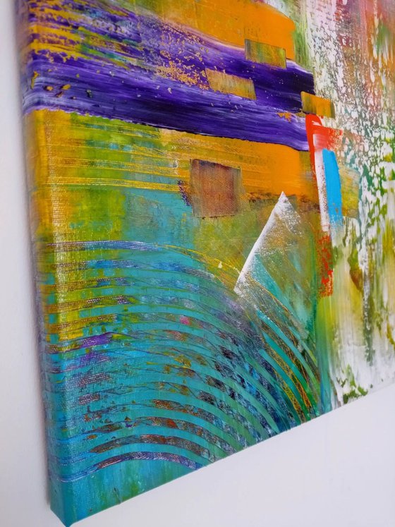 'A HAPPY DAY IN PROVENCE' - Abstract Acrylics Painting, Ready to Hang