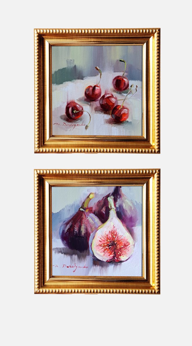 Impressionistic Still Life Oil Painting By Nataly Derevyanko, 5 X 5", Delicious Fruits, Original Artwork