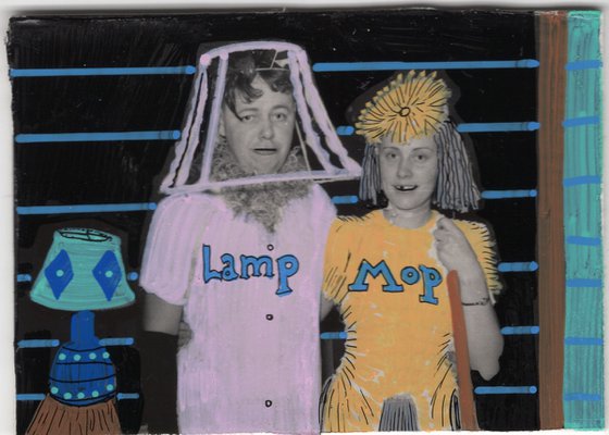 Lamp Meet Mop Halloween Costume Party  Original Artwork Painting
