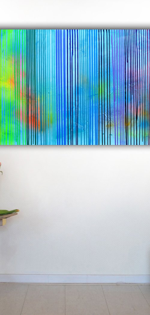 200x80x4 cm Melted Rainbow - XXXL Huge Modern Abstract Big Painting, FREE SHIPPING - Large Painting - Ready to Hang, Hotel and Restaurant Wall Decoration by Soos Tiberiu
