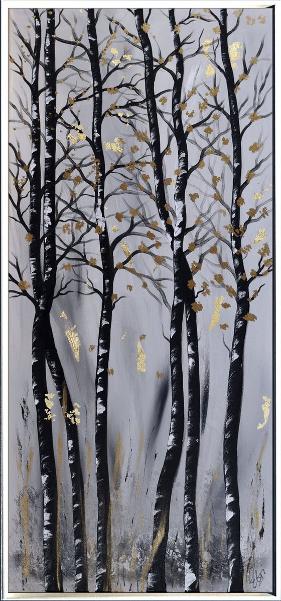 Golden Forest 2 - Acrylic Painting on Stretched Canvas - Abstract Art