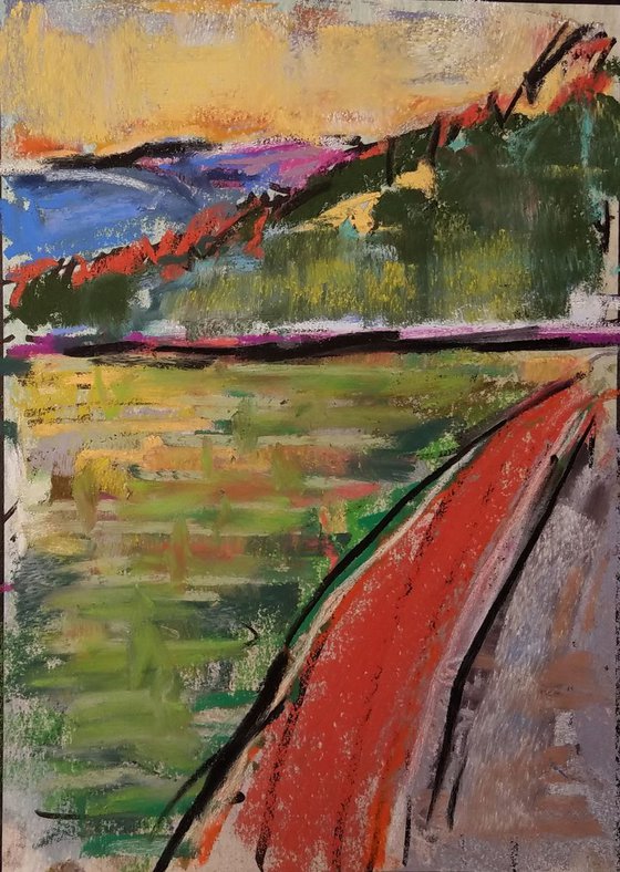 Wild pastel landscape triptych