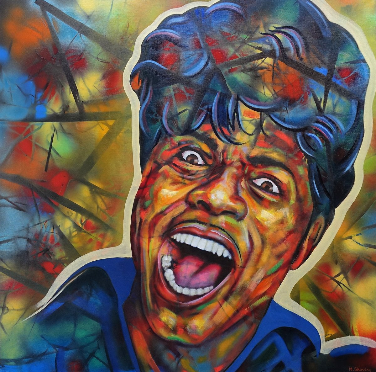 Expressive Portrait Oil Painting By Mark Antony Skirving, 35 X 35", The Georgia Peach, Original Artwork