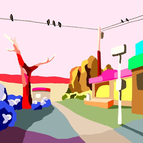 The little shop (La pequeña tienda)  (pop art, landscape) by Alejos