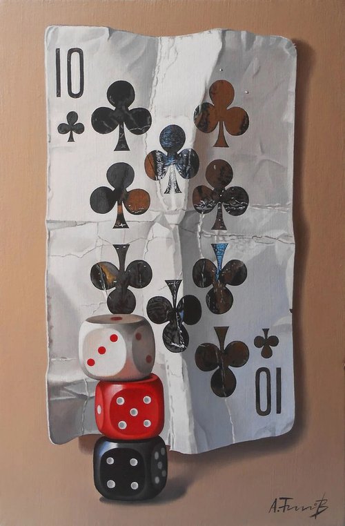 Card and Dice, Still Life by Alexander Titorenkov