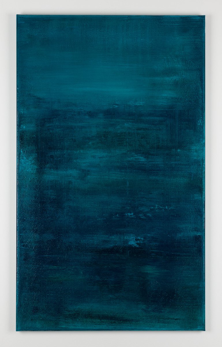 Abstract Acrylic Painting By Radek Smach, 24 X 39", Emerald Sg183, Original Artwork