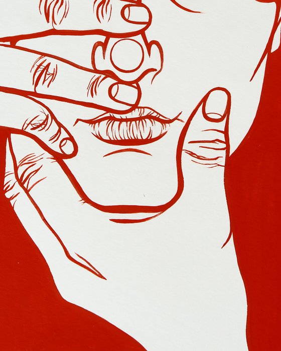 Portrait of a woman with hands on her face