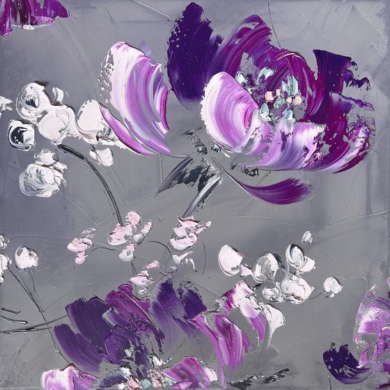 VERY PERI GREENHOUSE 3 -  Very peri art. Abstract flowers.  Purple art.