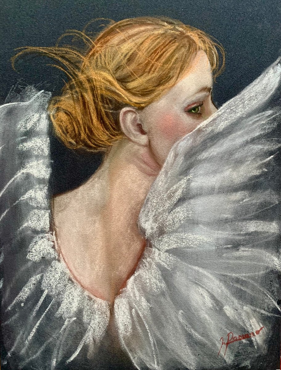 Surrealistic Portrait Pastel Drawing By Maria Romano, 12 X 16", Echo, Original Artwork