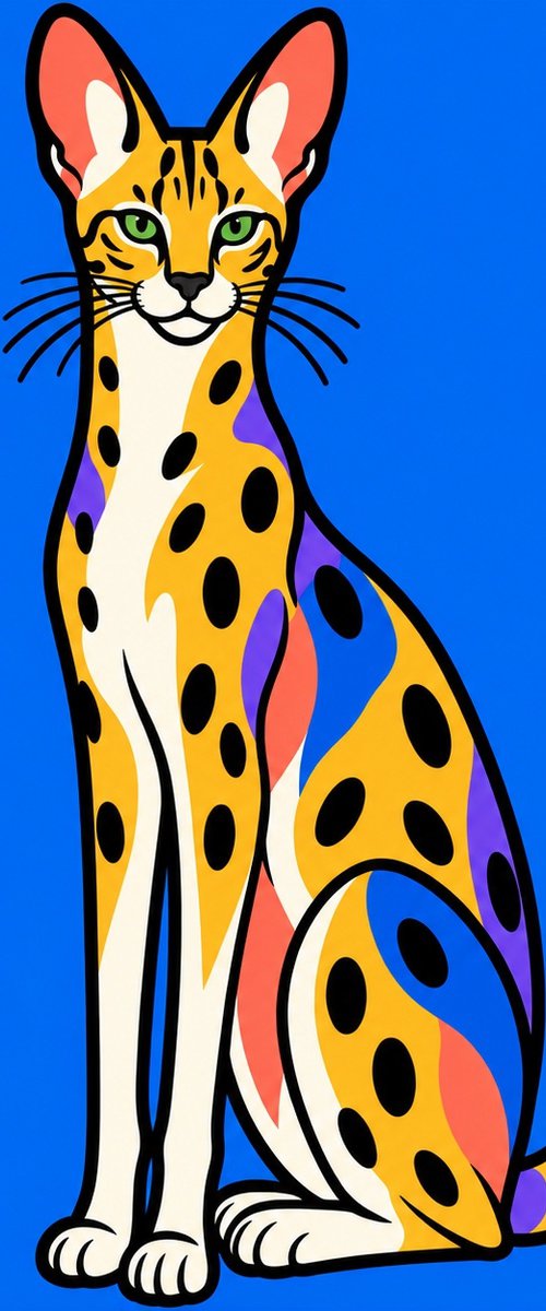 Colorful Savannah Cat #28 by Marina Krylova