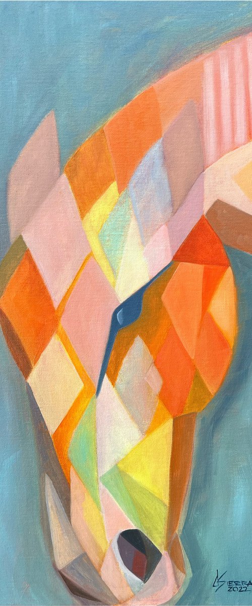 Whimsical Colorful Geometric Horse Painting by Dania Sierra