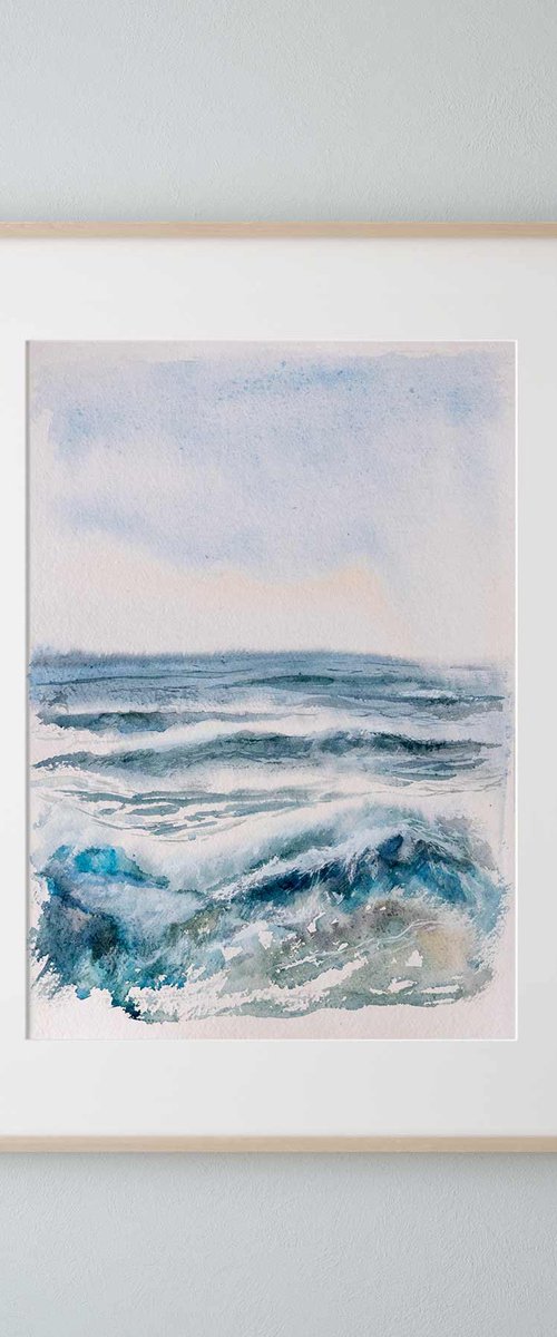 "Ocean Diary, October 8th, 2019" mixed-media painting by Eve Devore