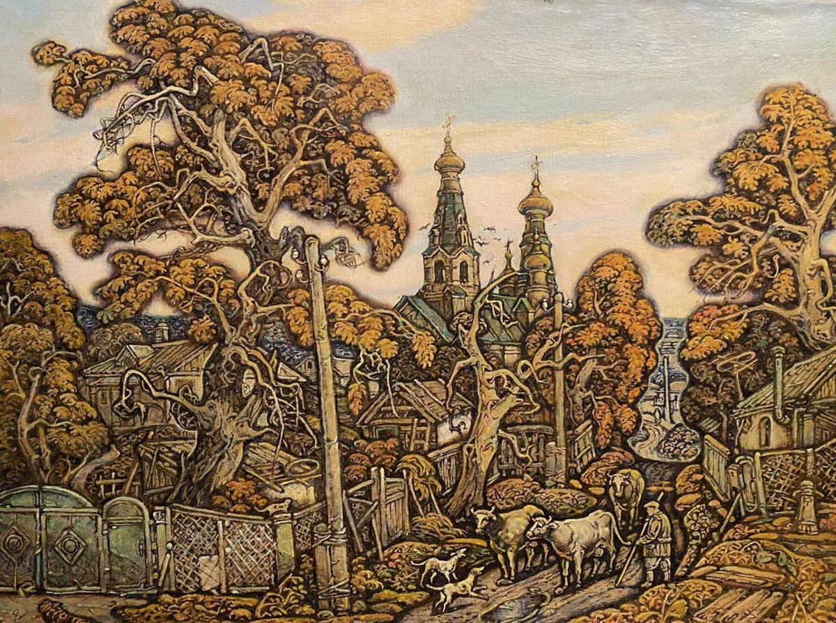 Impressionistic Landscape Oil Painting By Oleg And Alexander Litvinov, 30 X 22", Autumn, Province, Original Artwork