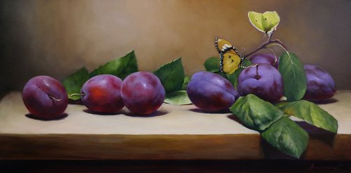"Still life with plums" by Gennady Vylusk
