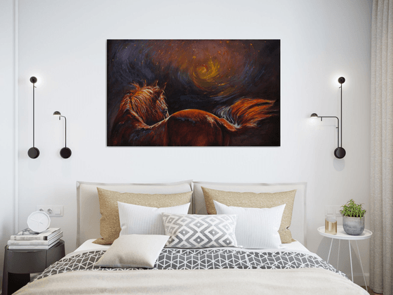 Enigma - horse original oil painting large canvas