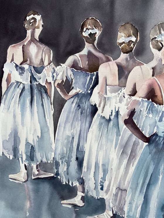 Ballerina Watercolour painting "Our Moment"