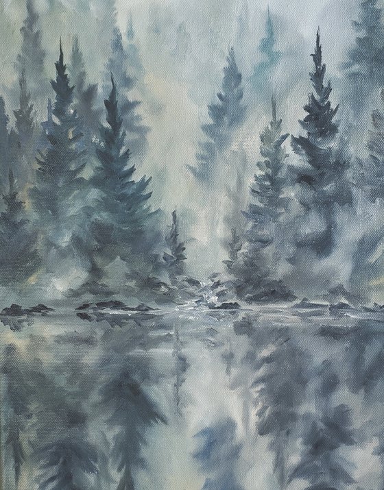 "Rain in the Forest" - Landscape - Pines - Water