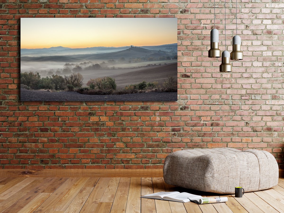 Photorealistic Landscape Photograph By Pavel Oskin, 81 X 43", Silent Morning, Original Artwork