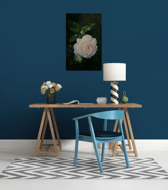 "Awe"  rose flower  liGHt original painting  GIFT (2018)